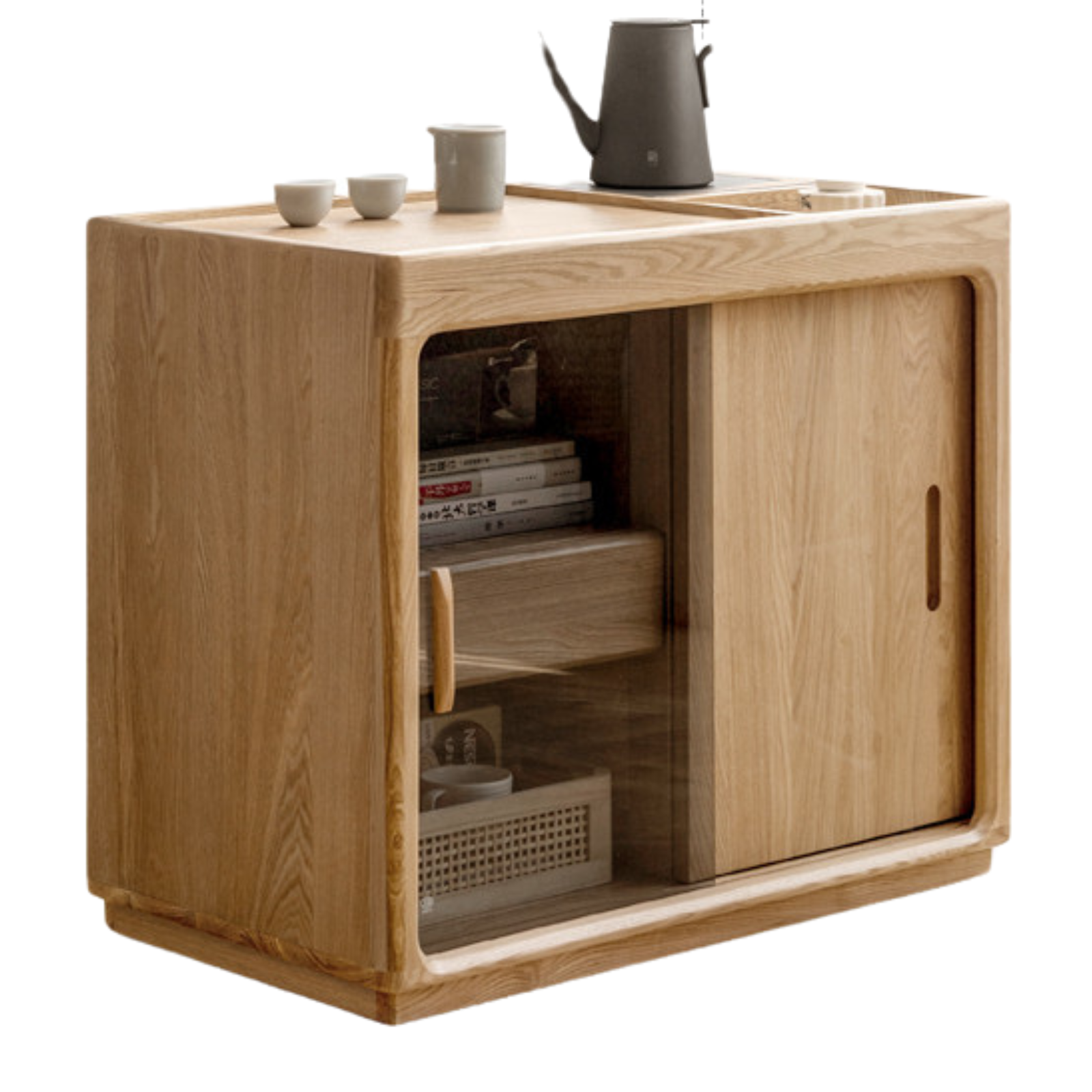 Premium Oak & Ash Solid Wood Tea Maker Set with Integrated Tea Table - Perfect for Home, Office & Zen Tea Ceremonies