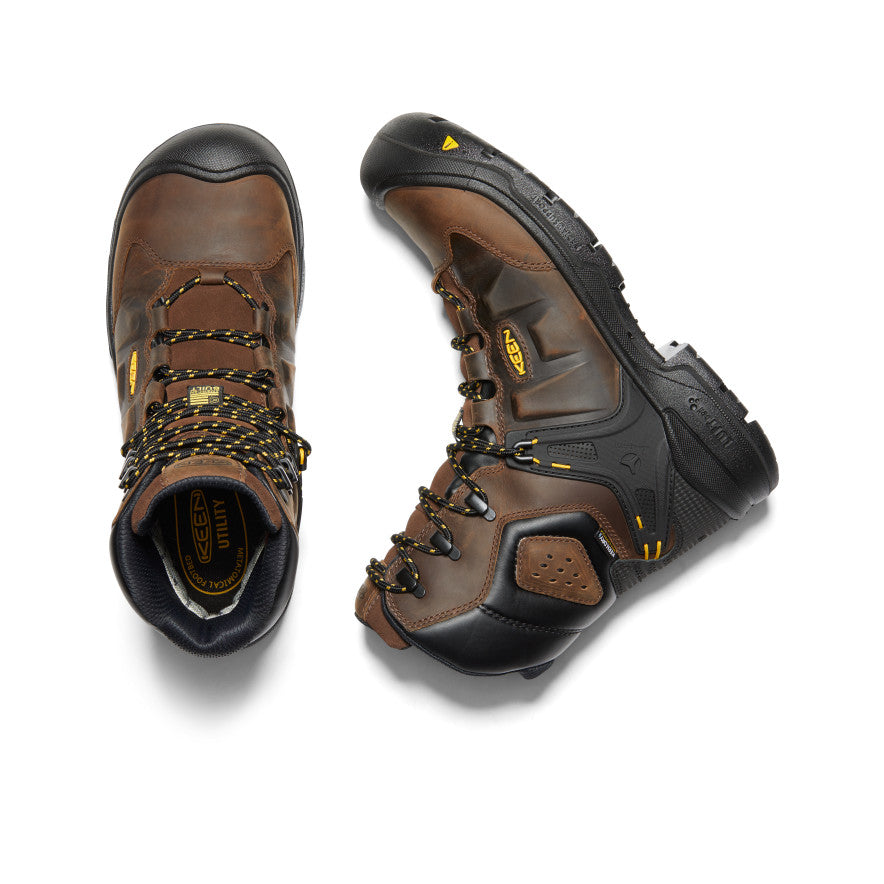 Men's Dover 8 Insulated Waterproof Work Boot with Carbon Toe - Dark Earth/Black - Heavy Duty Winter Boots for Construction, Hiking & Outdoor Work