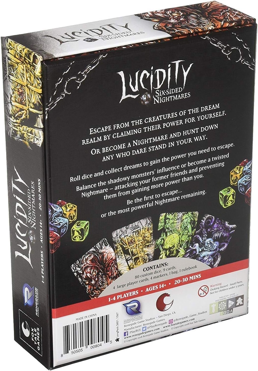 Lucidity: Six-sided Nightmares Board Game by Fox Tale Games | Strategic Horror Adventure Game for Adults & Teens | Perfect for Game Nights & Halloween Parties