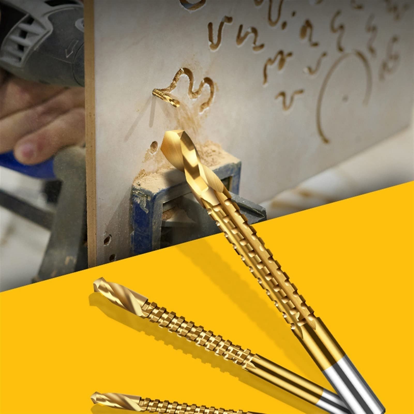 DOLUNTO Serrated Cobalt Drill Bit Set - 6Pcs Spiral Screw Metric Composite Tap & Twist Drill Bits for Metal, Wood & Plastic - Perfect for DIY Projects, Home Repairs & Professional Use