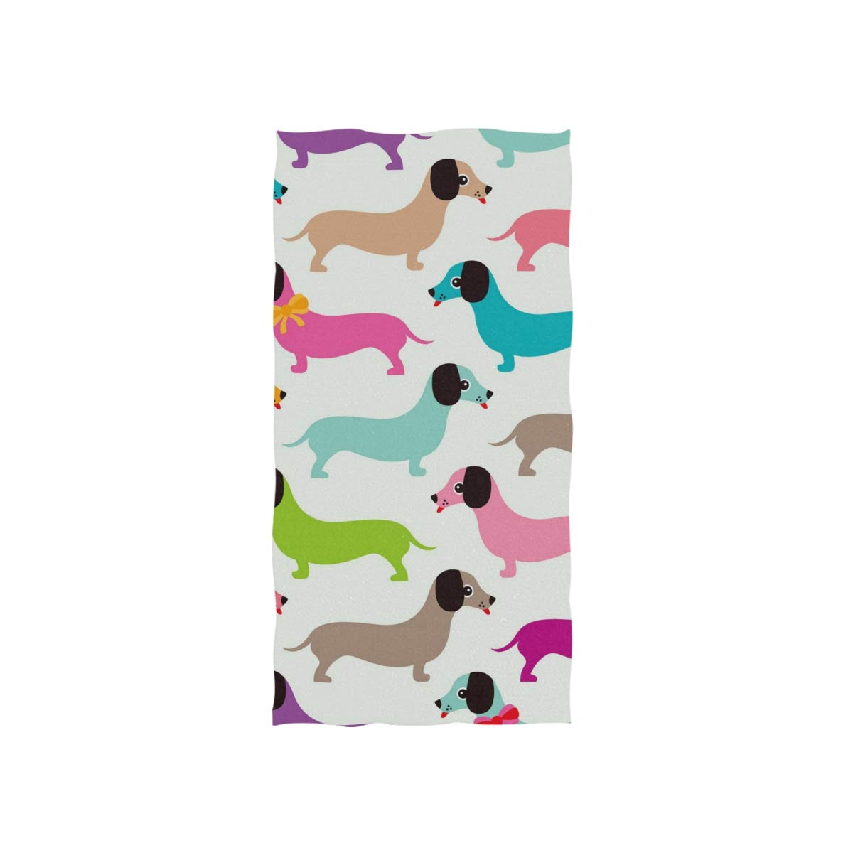ALAZA Retro Dachshund Puppy Print Cotton Hand Towels - Super Absorbent Multipurpose Towel Set for Bathroom, Kitchen, Yoga, Gym & Spa (15x30 Inch) - Perfect for Home, Hotel Decor & Pet Lovers