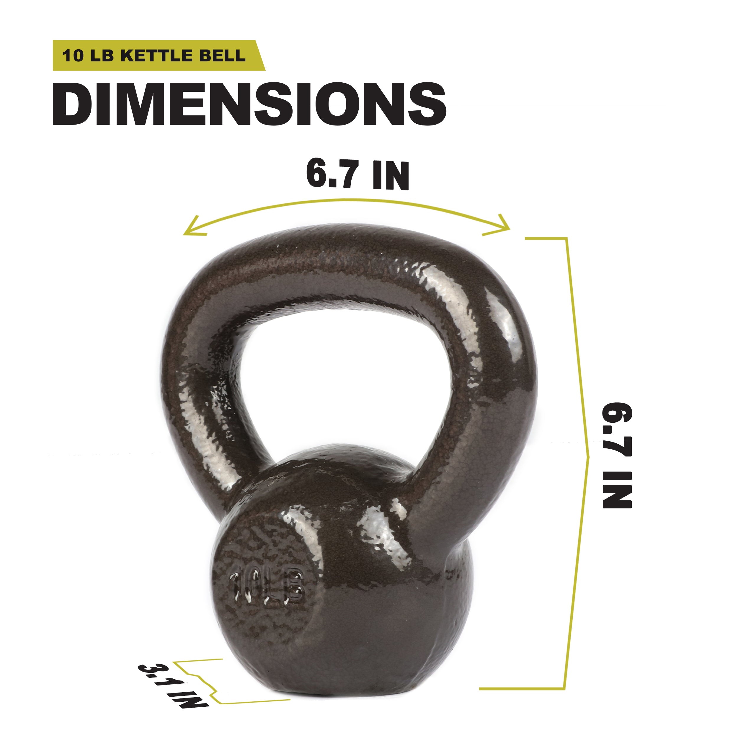 PRCTZ Solid Cast Iron Kettlebell Weights - 10LB to 50LB for Home Gym, Strength Training & CrossFit Workouts | Durable Fitness Equipment for Men & Women