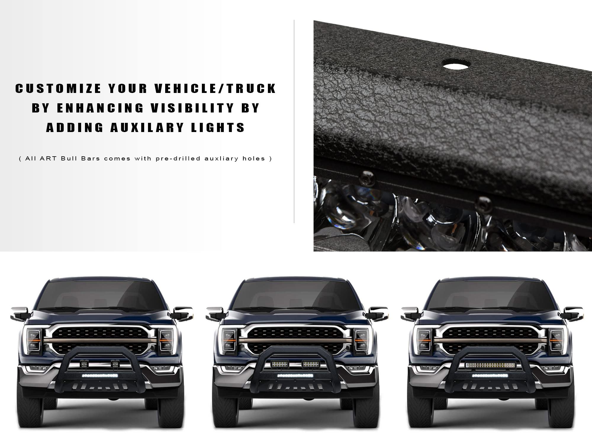 Armordillo 7180925 AR Series Bull Bar with LED Lights - Textured Black for 2007-2018 Chevy Silverado 1500 | Heavy-Duty Front Bumper Guard for Off-Road Protection & Enhanced Style