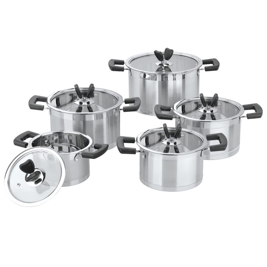 Premium 10-Piece Stainless Steel Cookware Set - 18/10 Kitchen Essentials with Casserole Pot | Non-Stick Cooking Tools for Baking, Frying & Meal Prep | Perfect for Home Chefs & Professional Kitchens