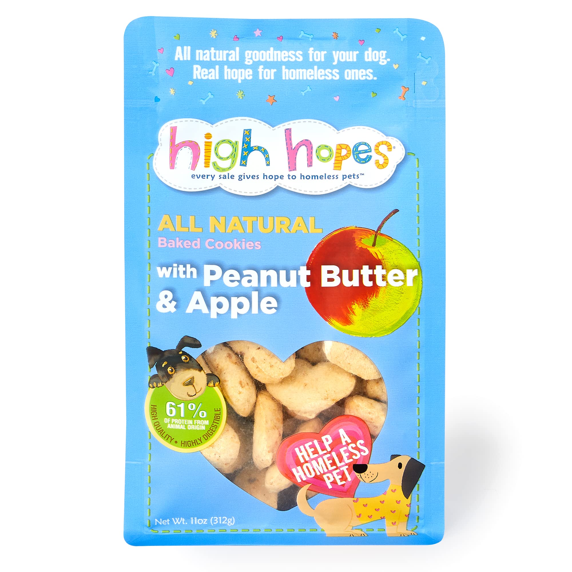 Organic Peanut Butter & Apple Dog Treats for Training - 11oz All-Natural Soft Chews - Supports Homeless Pets with Every Purchase - Perfect for Rewards, Snacks & Positive Reinforcement