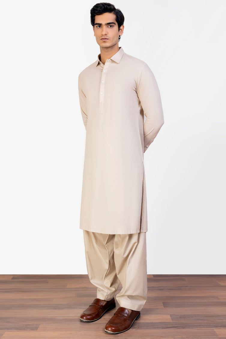 Premium Cotton Fawn Kameez Shalwar by J. Junaid Jamshed - Traditional Pakistani Dress for Women, Eid Outfit, Wedding & Party Wear