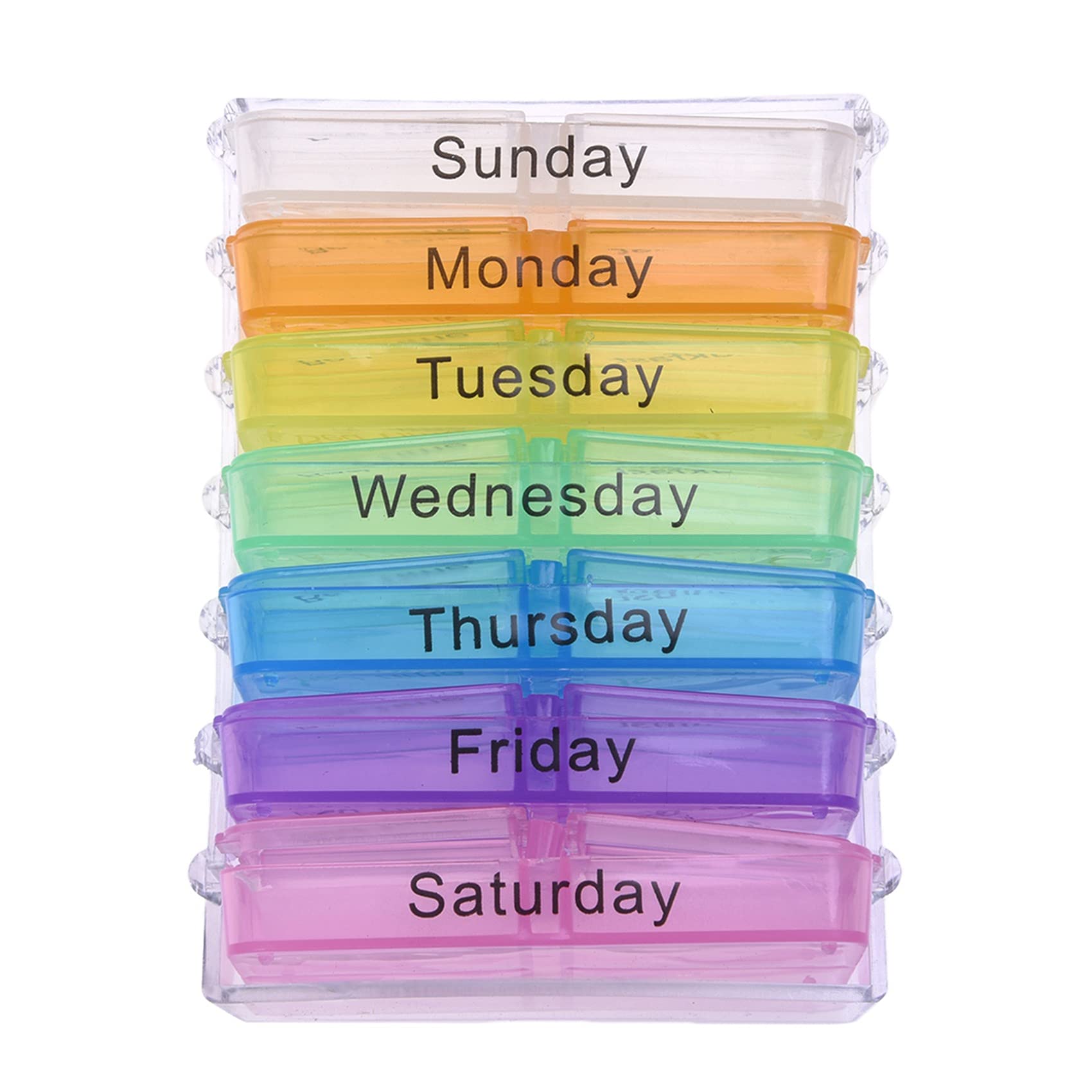 OUHUAN Weekly Pill Organizer Box with 7-Day Compartments & 4 Pack Foot Pumice Stones - Portable Medicine Storage Case & Exfoliating Pedicure Tools for Travel, Home, Elderly Care and Daily Foot Care
