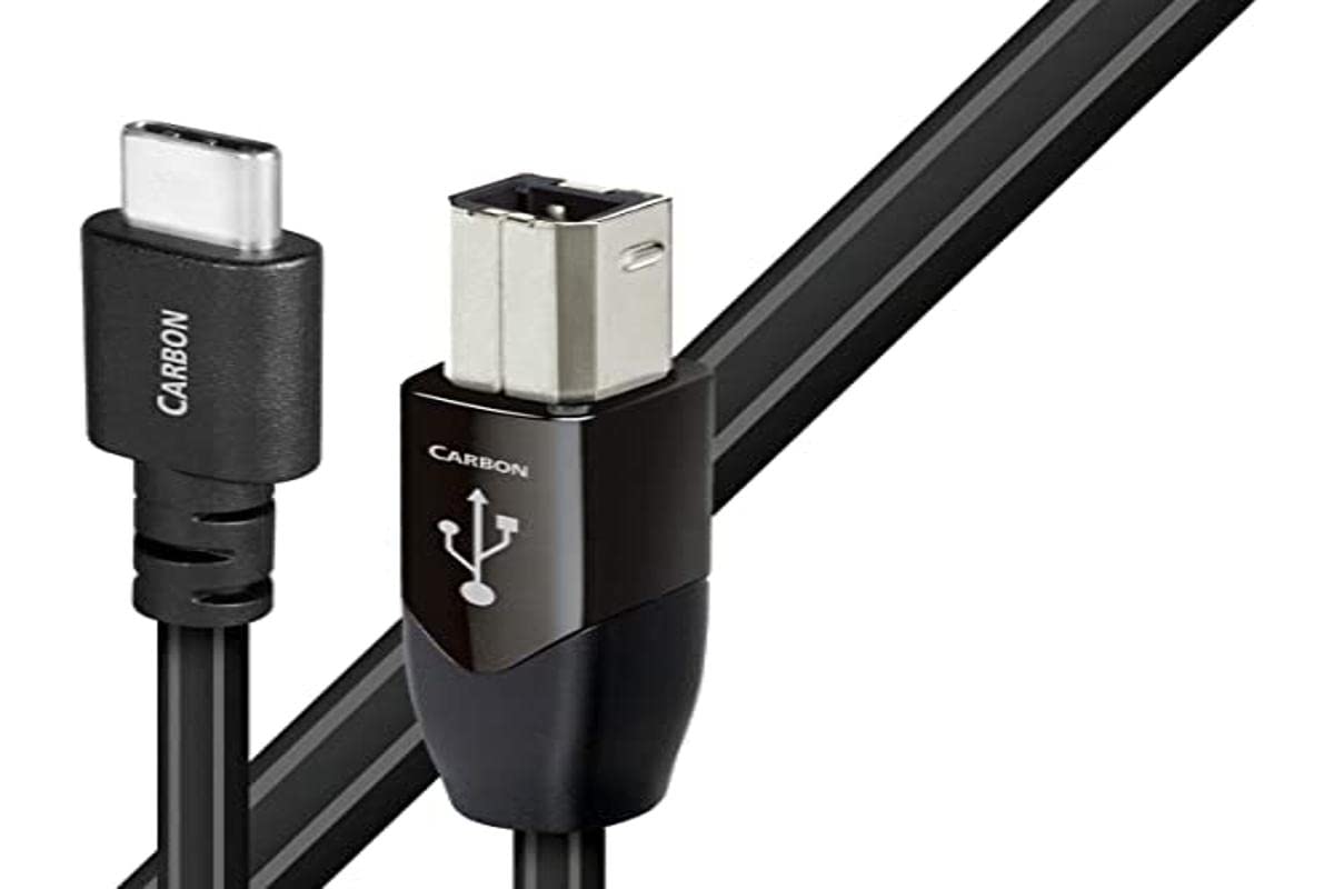 AudioQuest USB B to C Carbon Cable 1.5m (5ft) High-Speed Data Sync & Charging Cable for Audio Interfaces, DACs, and Studio Equipment - Premium Carbon Fiber Connectors for Professional Music Production & Home Entertainment