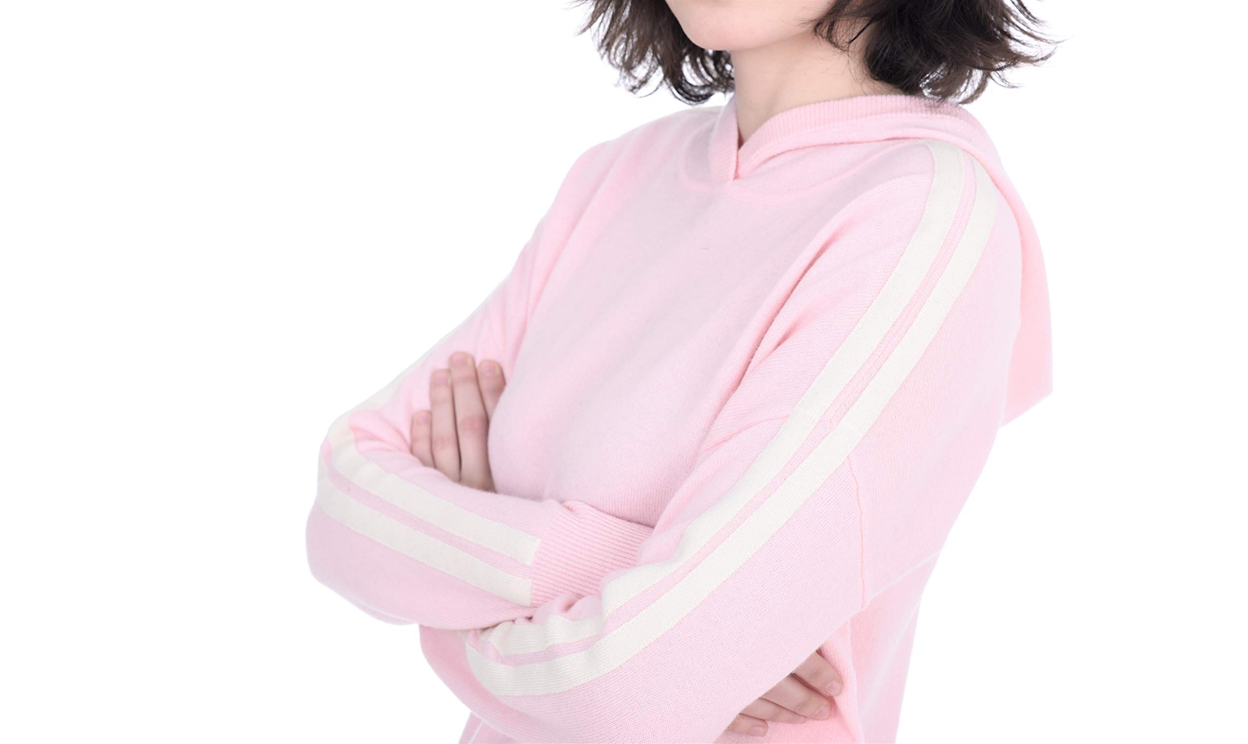 State Fusio Knitted Hoodie for Women - Soft Pure Cashmere & Merino Wool Long Sleeve Pullover Sweater - Cozy Casual Loungewear for Home, Office & Outdoor Activities