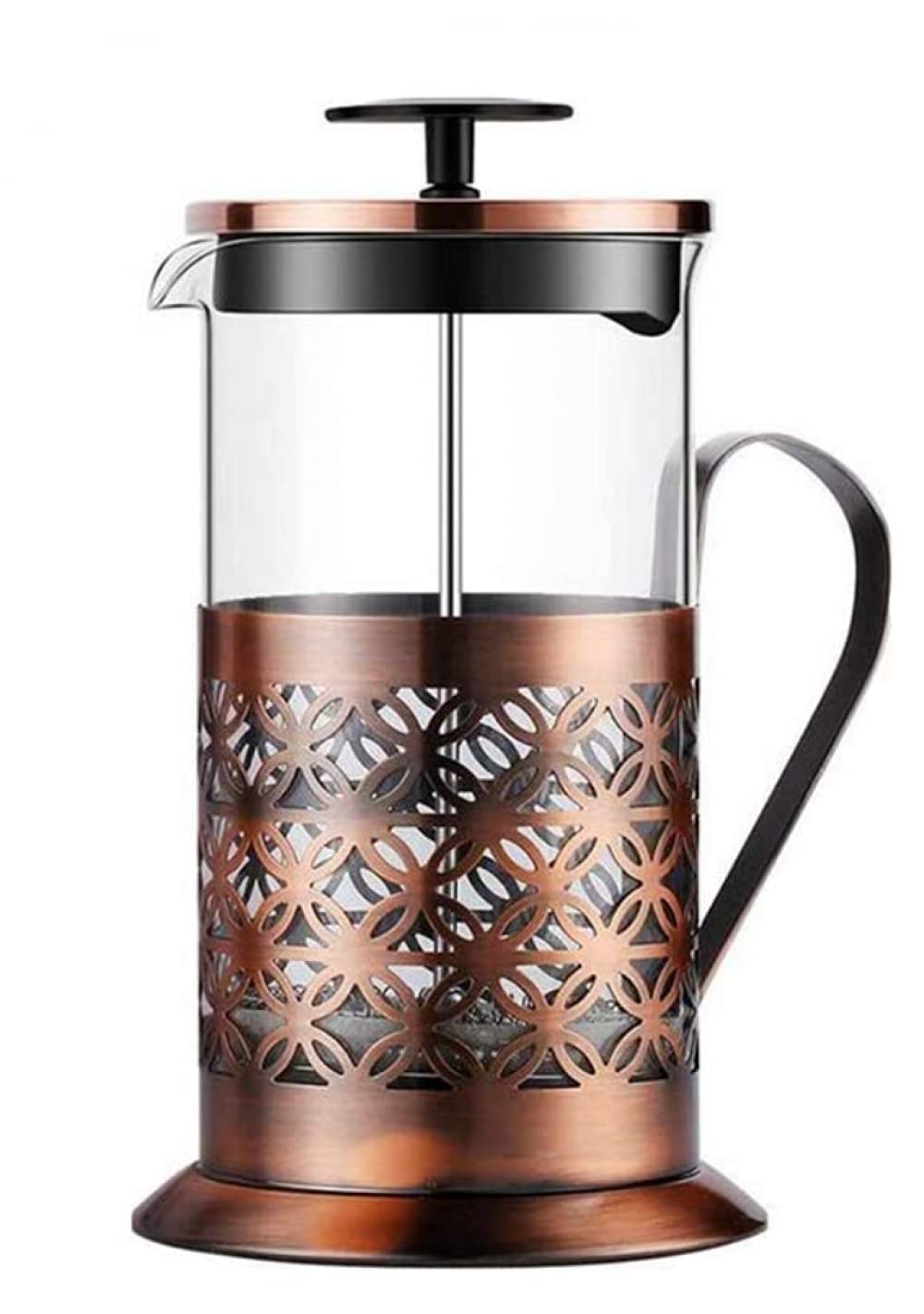 Premium Stainless Steel French Press Coffee Maker - 350ML Glass Jug with Copper Finish & Plunger Filter - Manual Brewing for Home, Office, Camping & Gifts