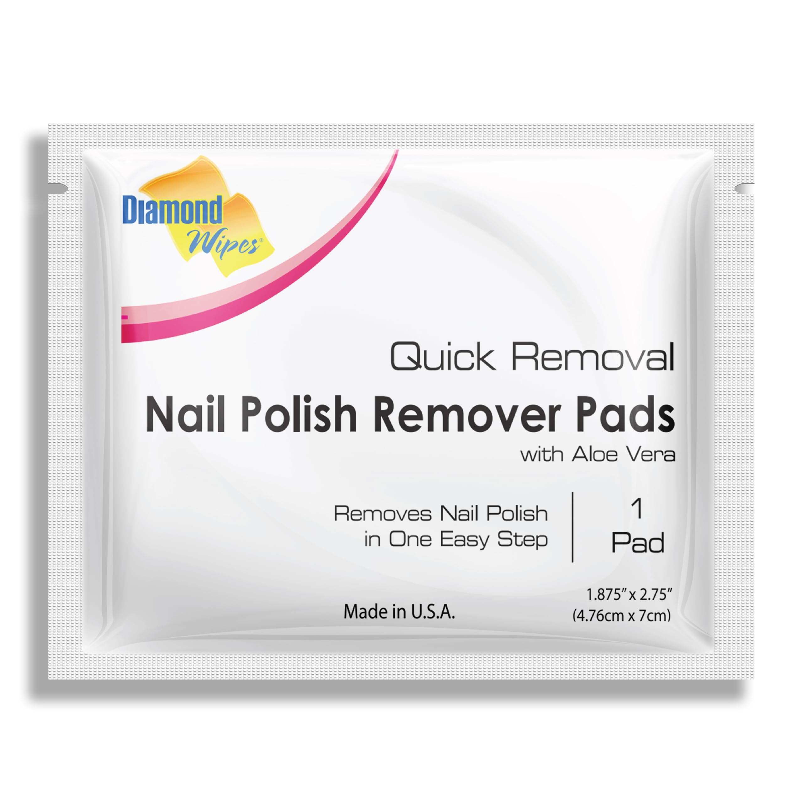 Diamond Wipes Acetone Nail Polish Remover Pads with Aloe Vera - 500 Count Individually Wrapped Wipes for Salon, Travel & At-Home Manicures