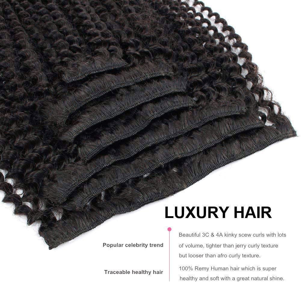 ABH AMAZINGBEAUTY Kinky Curly Clip-in Hair Extensions 3C/4A - 100% Remy Human Hair Double Wefts for African American Women - 120g #1B Natural Black 22 Inch - Perfect for Daily Styling, Special Occasions & Protective Hairstyles
