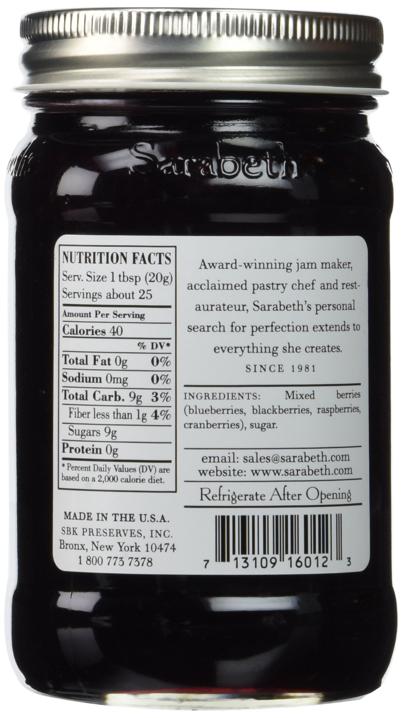Premium Sarabeth's Mixed Berry Fruit Spread - 18 oz Jar | Delicious Preserves for Toast, Yogurt & Desserts | All-Natural & Gluten-Free