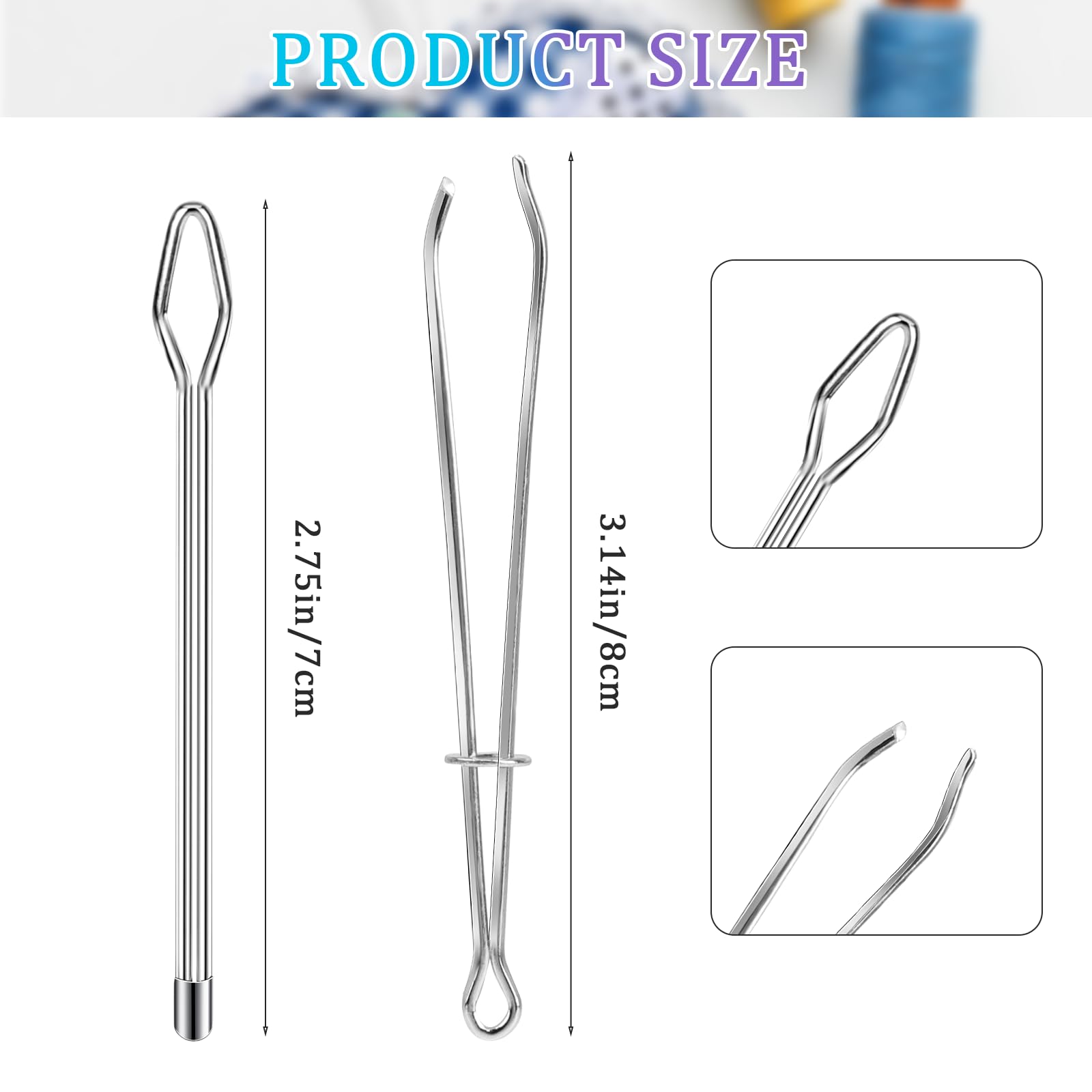 2 Pack Metal Drawstring Threader Tool with Tweezer - Easy Pull DIY Rope Threader Clip for Elastic Replacement & Sewing Accessories - Perfect for Clothing Repair, Shoelace Replacement, and Craft Projects