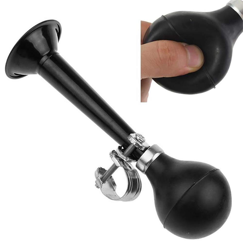 **Loud Bicycle Air Horn & Retro Bike Bell - Black Rubber Squeeze Alarm for Cycling Safety - Perfect for Urban Commuting & Mountain Biking**
