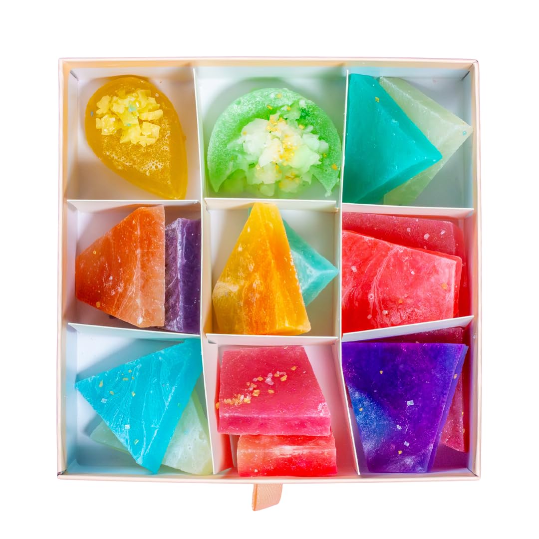 16-18 Pcs Edible Treasure Box - Kohakutou Crystal Candy, Vegan Gemstone Candy, ASMR Snacks for Parties, Gifts & DIY Jewelry Making