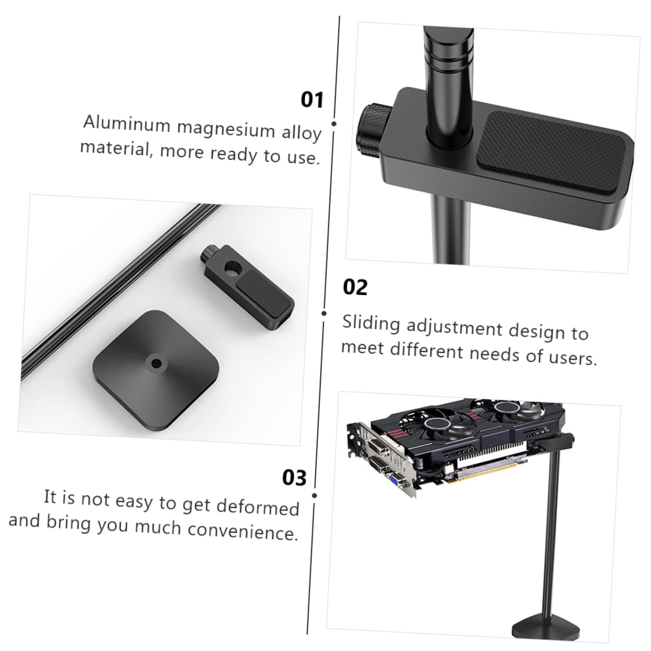 Mikikit 2pcs Adjustable GPU Support Bracket - ATX/MATX Computer Case Graphics Card Holder | Prevents GPU Sag for Gaming PC, Workstation & Mining Rigs