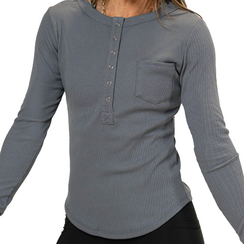 Men's Henley Long Sleeve Shirt - Soft Cotton Grey Top for Casual Wear | Perfect for Work, Date Night & Weekend Outfits