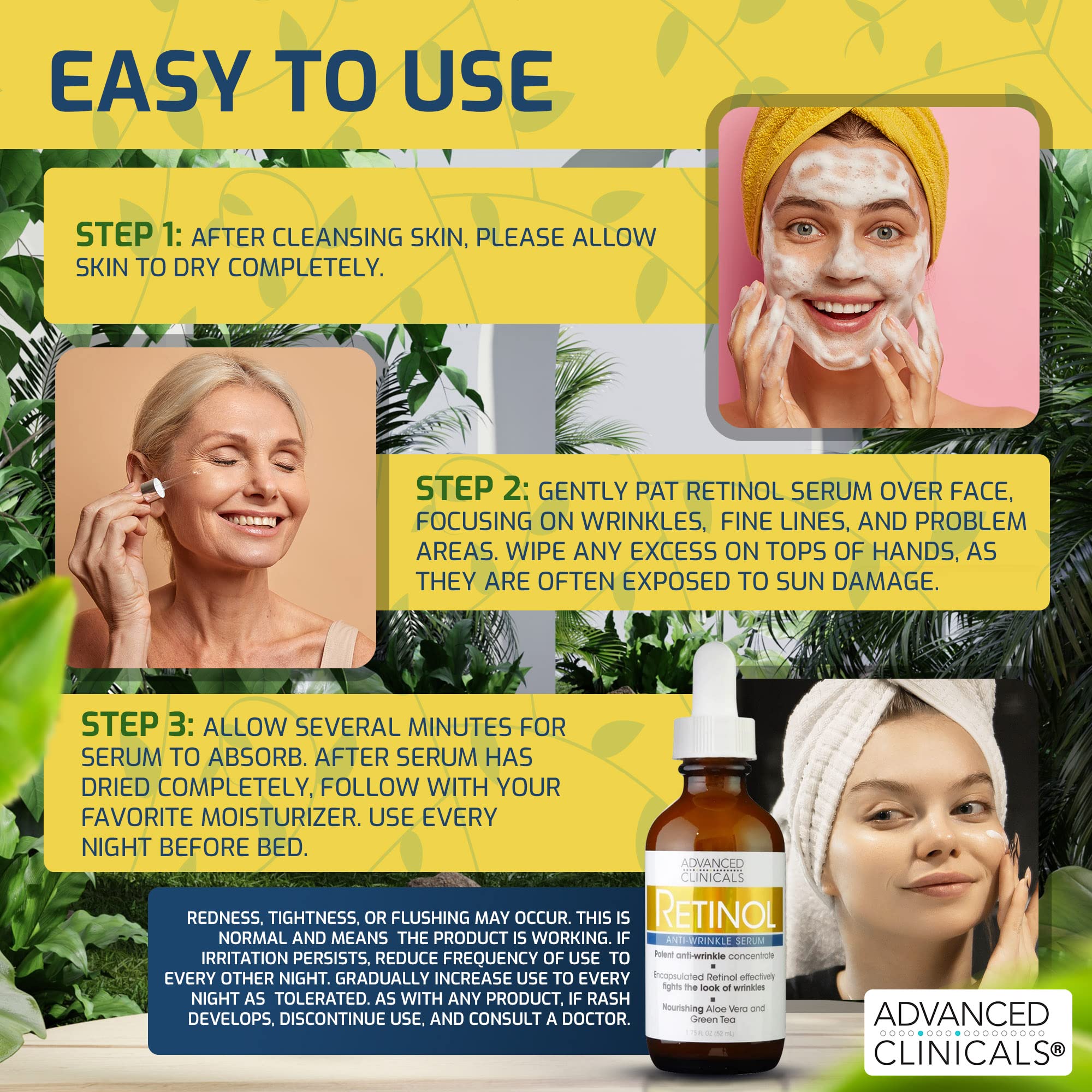 Advanced Clinicals Retinol Serum for Face, Firming Collagen Serum & Vitamin C Serum Skincare Set - Anti-Aging 3pc Kit (1.75 Fl Oz Each) for Wrinkles, Dark Spots & Youthful Glow | Perfect for Night Routine & Daily Skincare Regimen