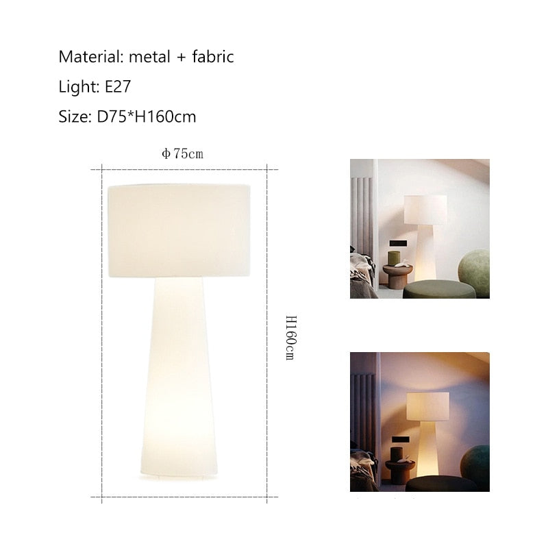Nordic Minimalist Cream Fabric Floor Lamp - Modern Home Decor for Living Room, Bedroom & Office Lighting
