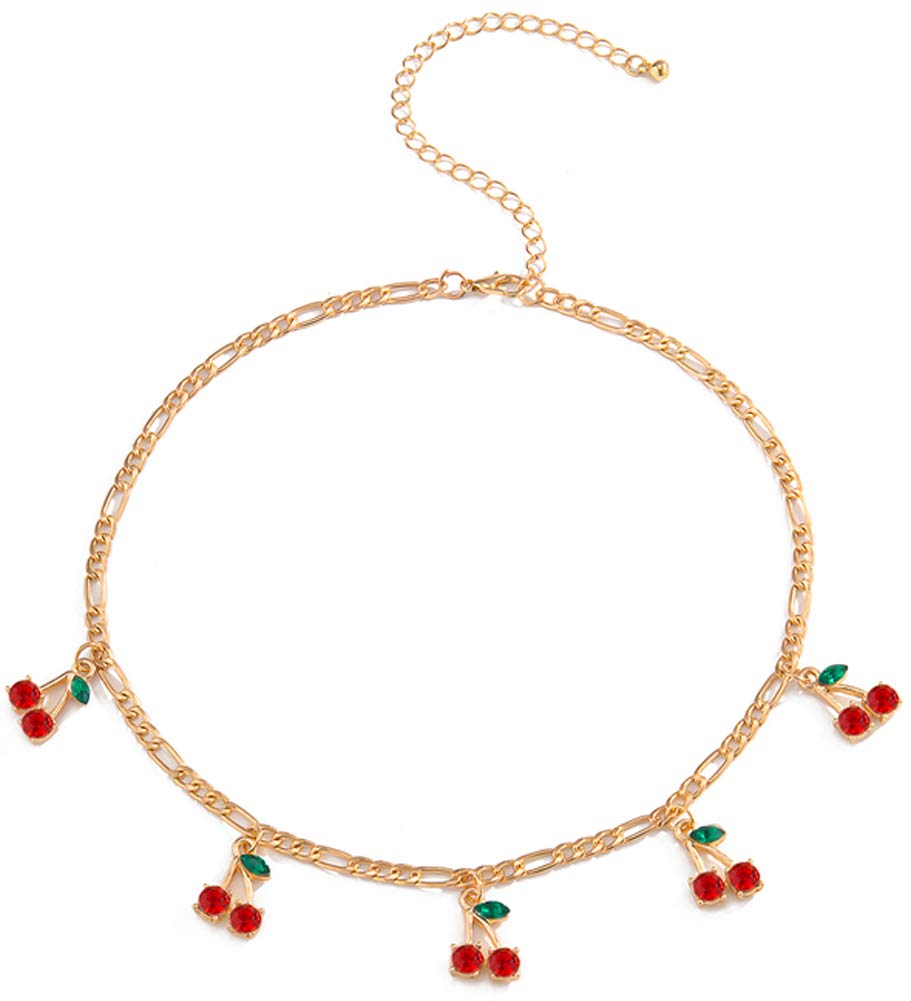 ALAIX 14K Gold Plated Women's Choker Necklace with Cherry Pendant - Elegant Layering Chain Jewelry for Women & Teen Girls - Perfect for Date Night, Birthday Gifts & Everyday Wear