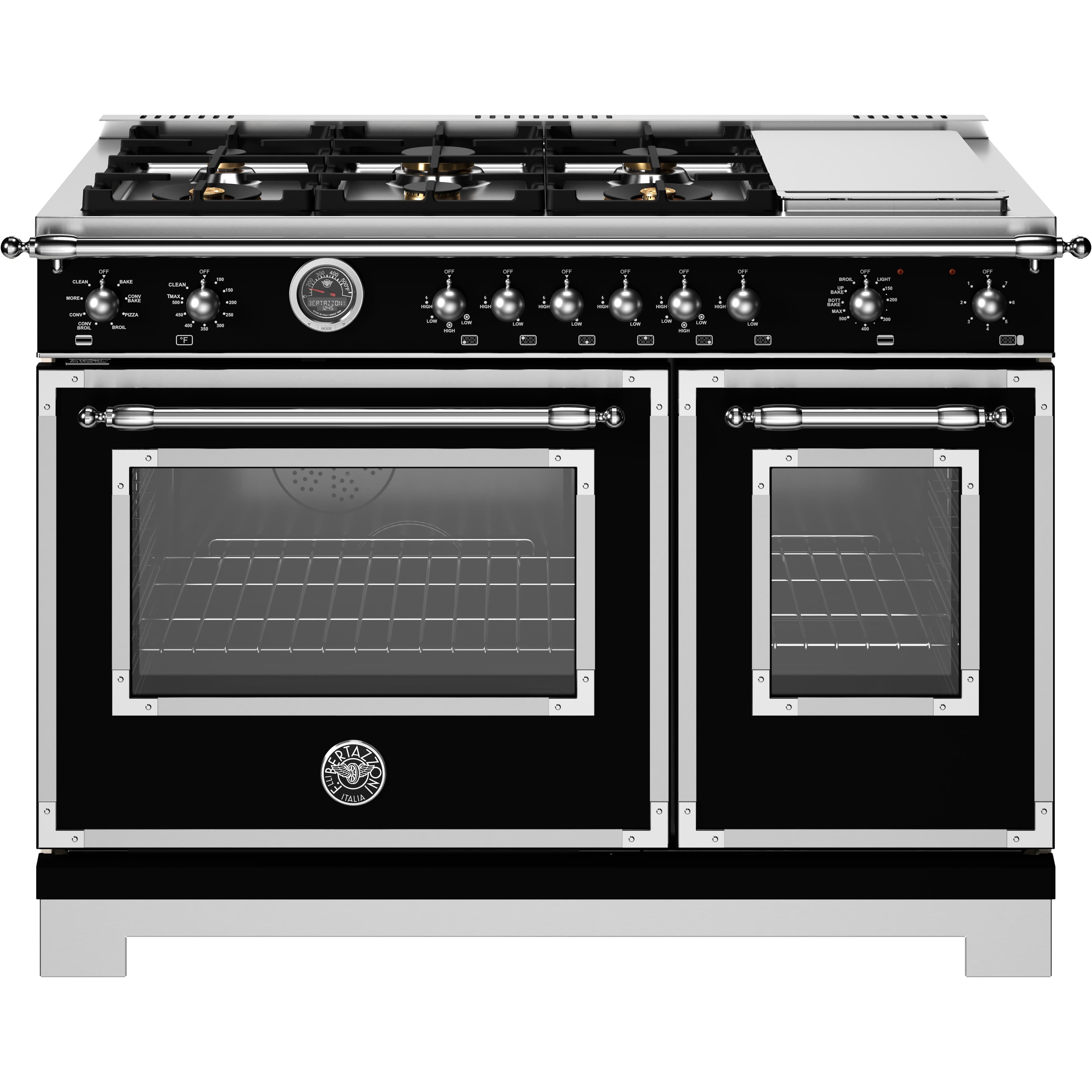 Bertazzoni HER486BTFEPNET 48-Inch Freestanding Dual Fuel Range - Professional Gas Stove & Electric Oven for Gourmet Cooking & Large Family Kitchens
