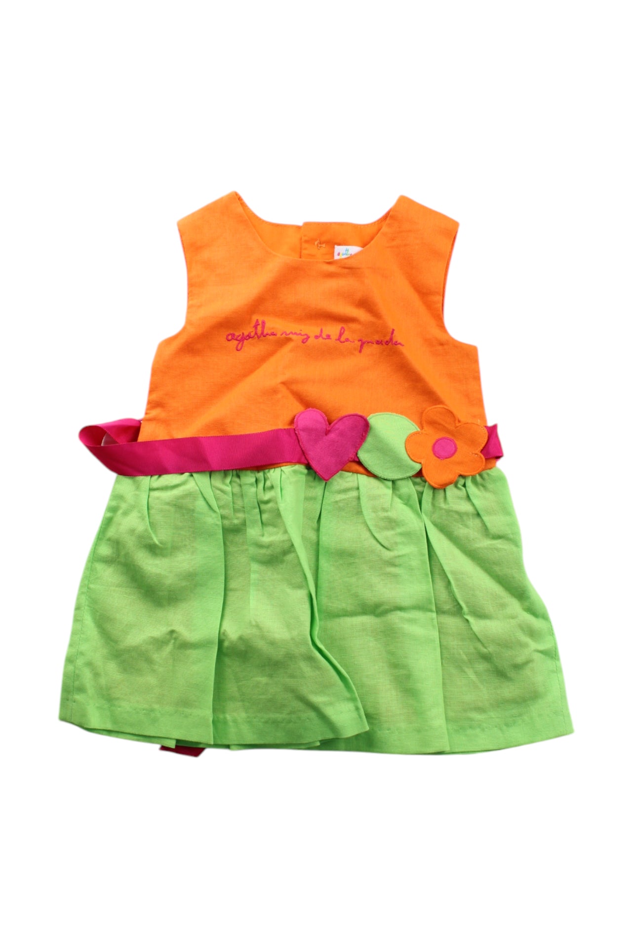 Agatha Ruiz De La Prada Sleeveless Baby Dress with Decorative Belt - 6-12 Months | Stylish Outfit for Special Occasions & Photo Shoots