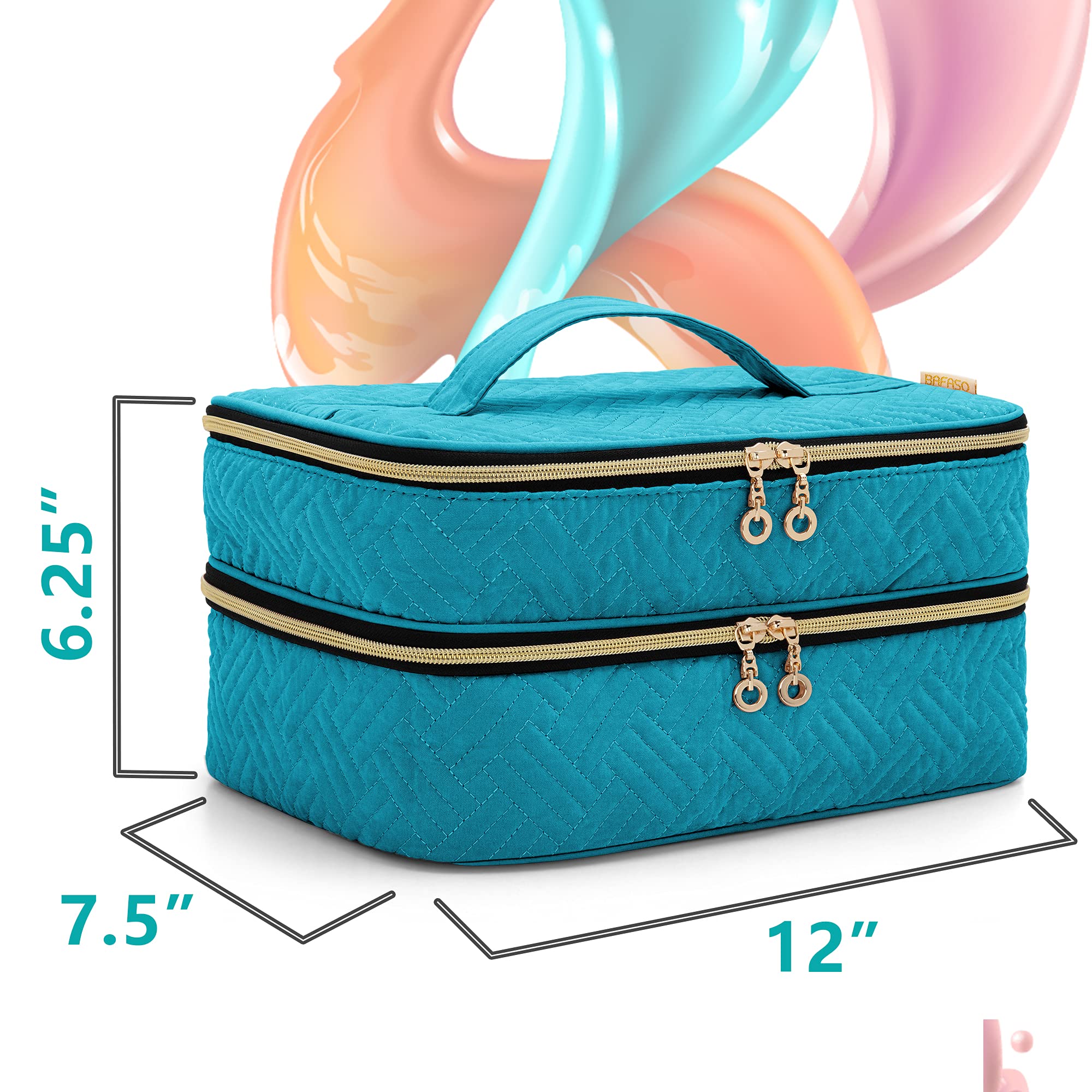 BAFASO Nail Polish Organizer Holds 40 Bottles (15ml/0.5oz) - Portable Manicure Case with Storage for Polish & Tools - Patented Teal Design - Perfect for Salon, Home & Travel Use