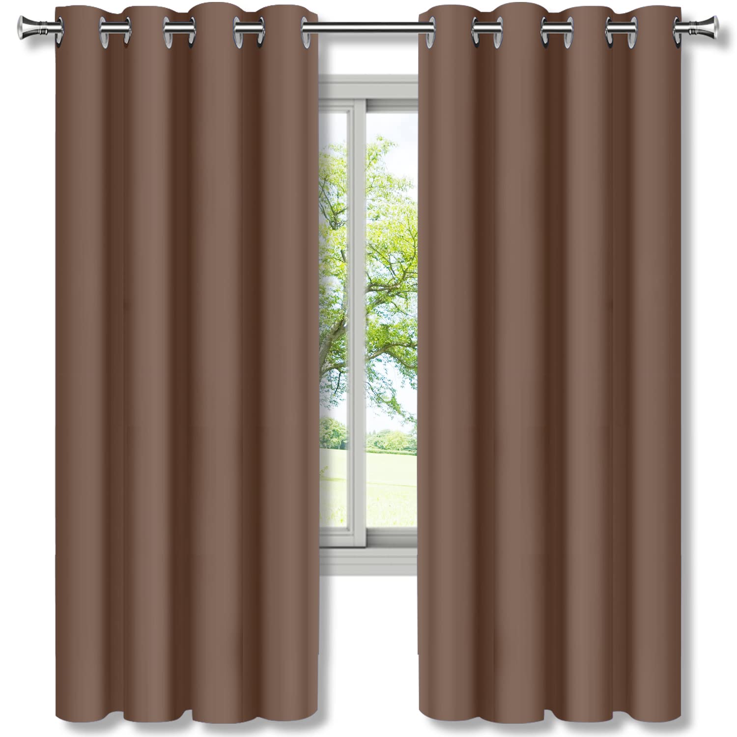 Blackout Thermal Insulated Curtains for Living Room - Energy Efficient Window Drapes in Cappuccino, 96 Inch Length - Perfect for Home Theater, Nursery & Light-Sensitive Sleepers