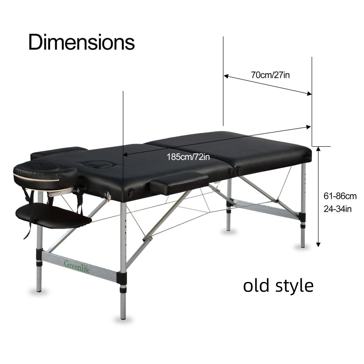 Greenlife® 5 Aluminum Super Stable Portable Massage Table - 2 Section Adjustable Height for Professional & Home Use - Perfect for Massage Therapists, Spas & Relaxation at Home