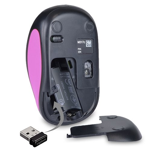 Logitech M317c Wireless Mouse - Compact, Ergonomic Design with Silent Click - Purple (PN 910-004747) - Perfect for Office, Home & Travel Use