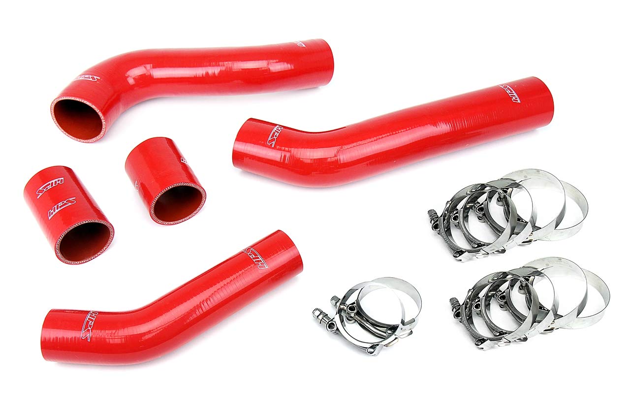 HPS 57-1228-RED Red Silicone Intercooler Hose Kit - High Performance Upgrade for Turbocharged Vehicles - Perfect for Dodge, Ford, Chevy & Import Cars - Improves Airflow & Durability for Racing, Towing & Daily Driving