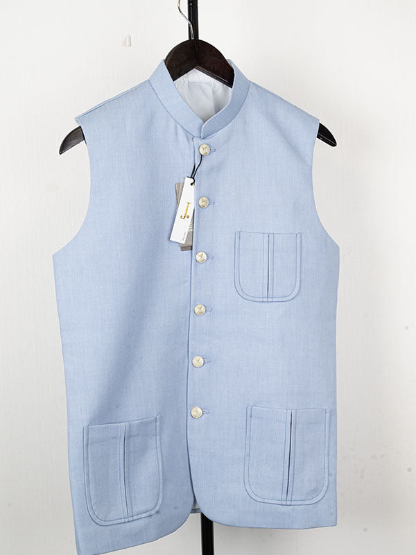 Stylish Sky Blue Waistcoat for Men | J. Junaid Jamshed | Perfect for Weddings, Office & Formal Events