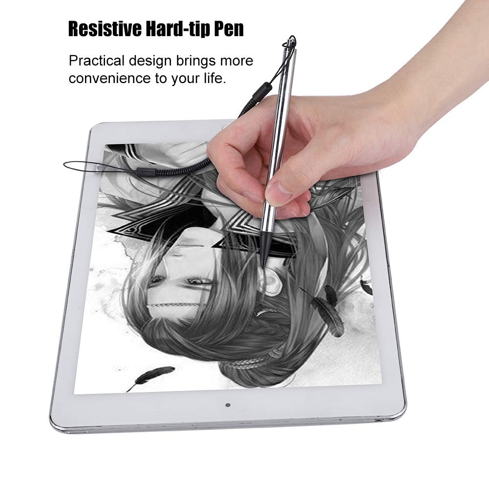 GOWENIC Stylus Pen for Touch Screen - Spring Rope Design for POS, PDA, Industrial PC, Car Navigation & Resistive Mobile Phones (Silver) | Perfect for Retail, Warehouse & On-the-Go Use