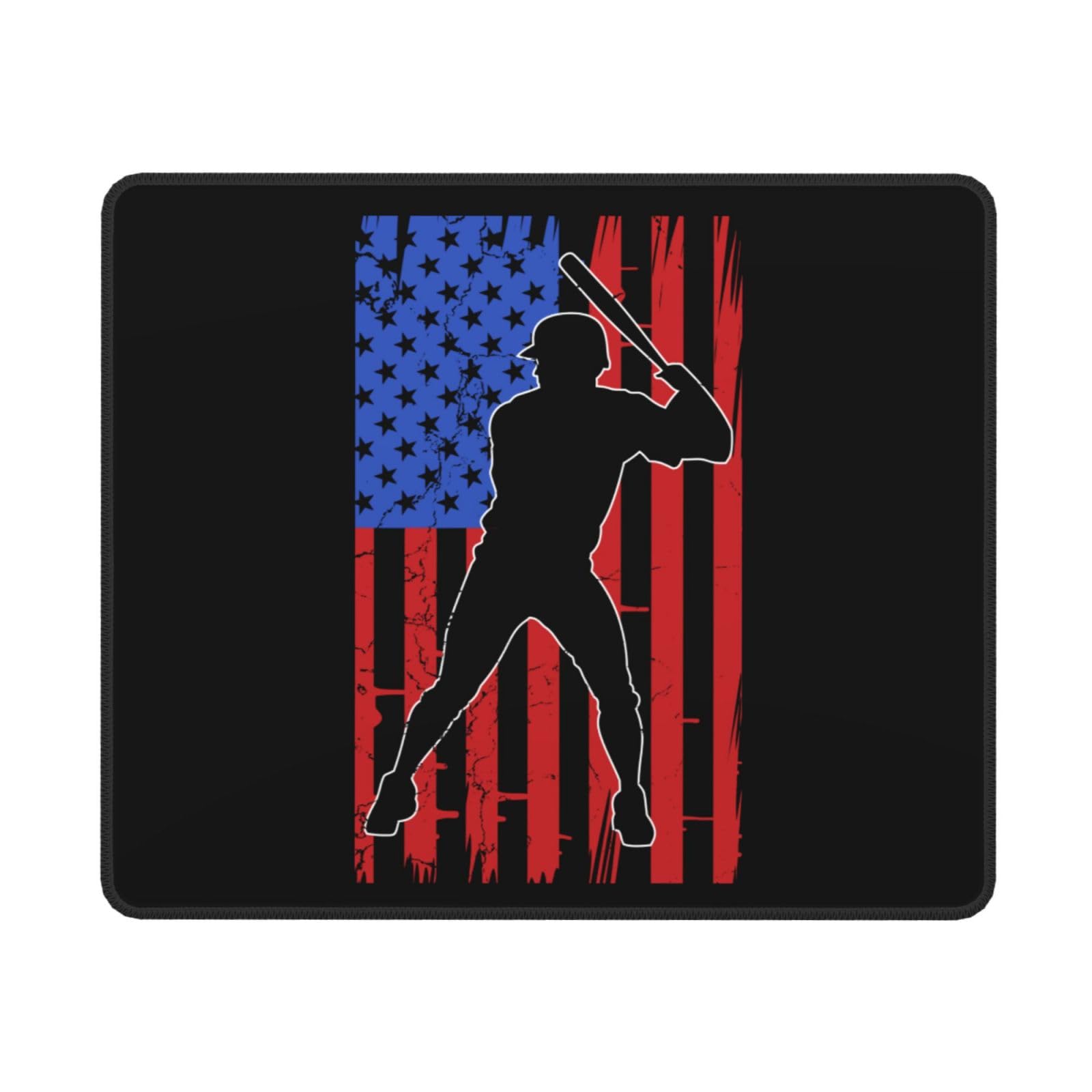 SIYTUAU American Flag Baseball Mouse Pad - Waterproof, Non-Slip Rubber Gaming Mousepad (10x12 inches) for Laptop, Office & PC - Perfect for Gamers, Workstations & Patriotic Decor
