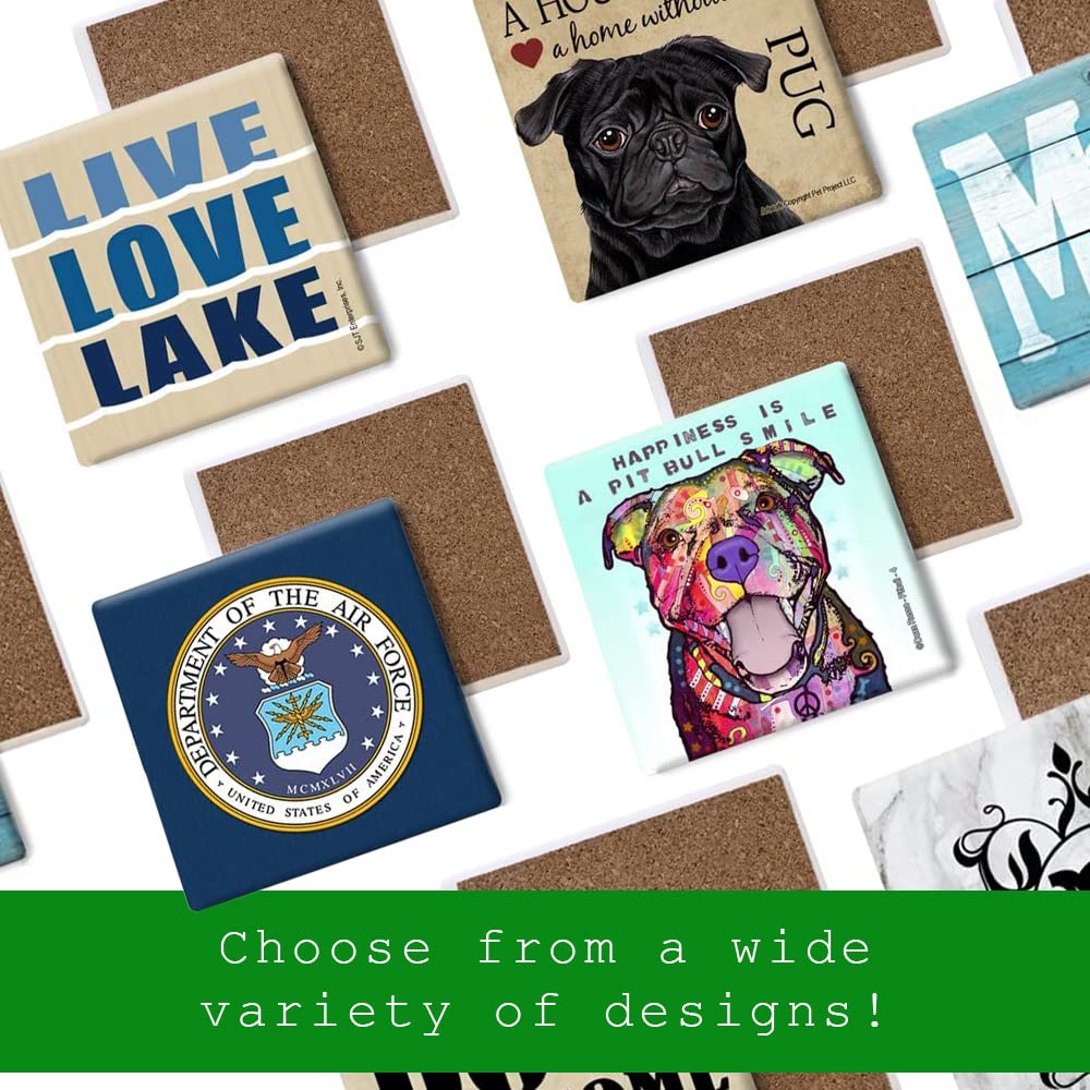 Lake & Beach Themed Anchor Coasters Set of 4 - 4x4 Inch Absorbent Stone Drink Coasters with Cork Backing - SJT96877 - Perfect for Summer Parties, Beach Houses & Coastal Home Decor