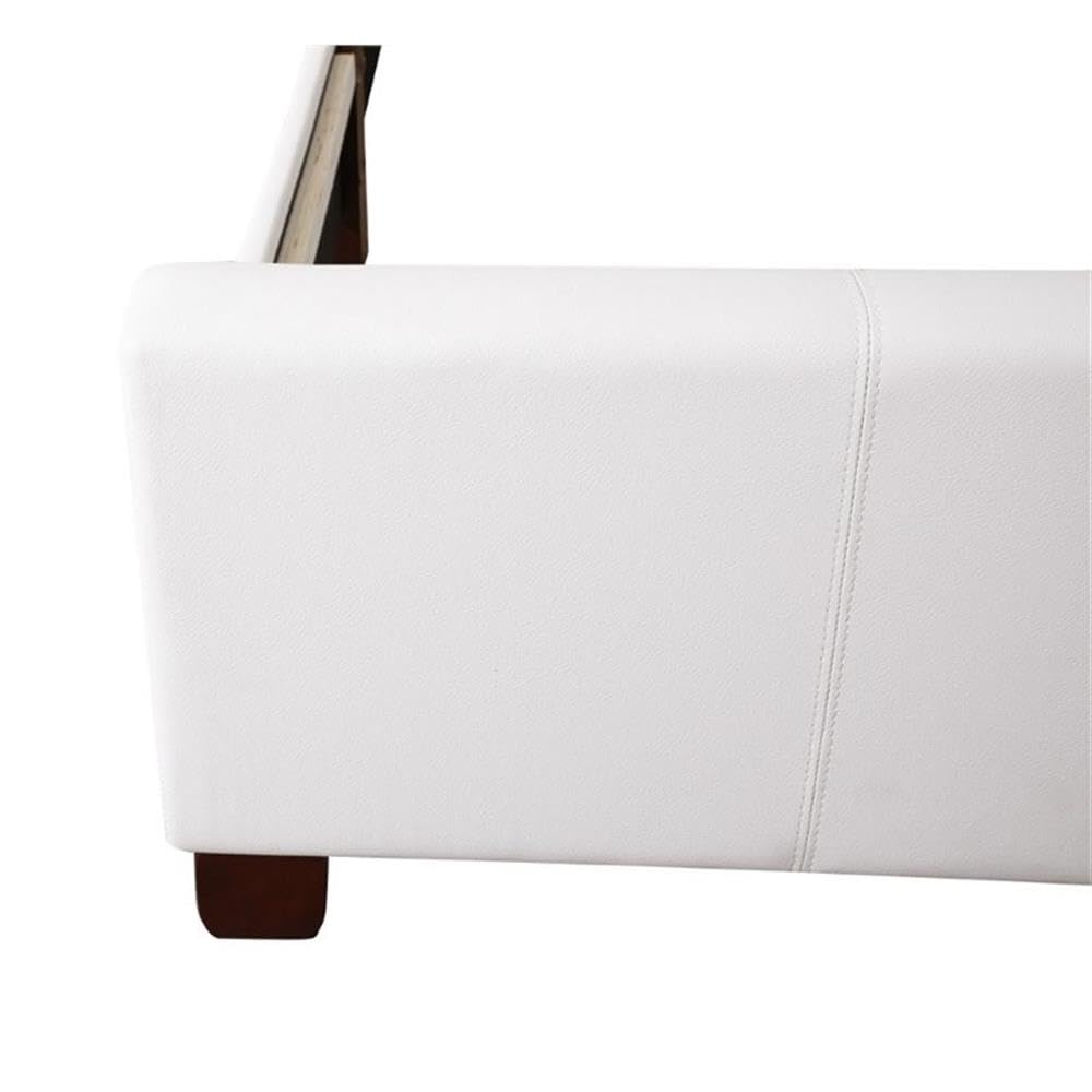 Glory Furniture Marilla White Faux Leather Upholstered Twin Bed Frame - Perfect for Kids' Rooms, Guest Bedrooms & Small Spaces