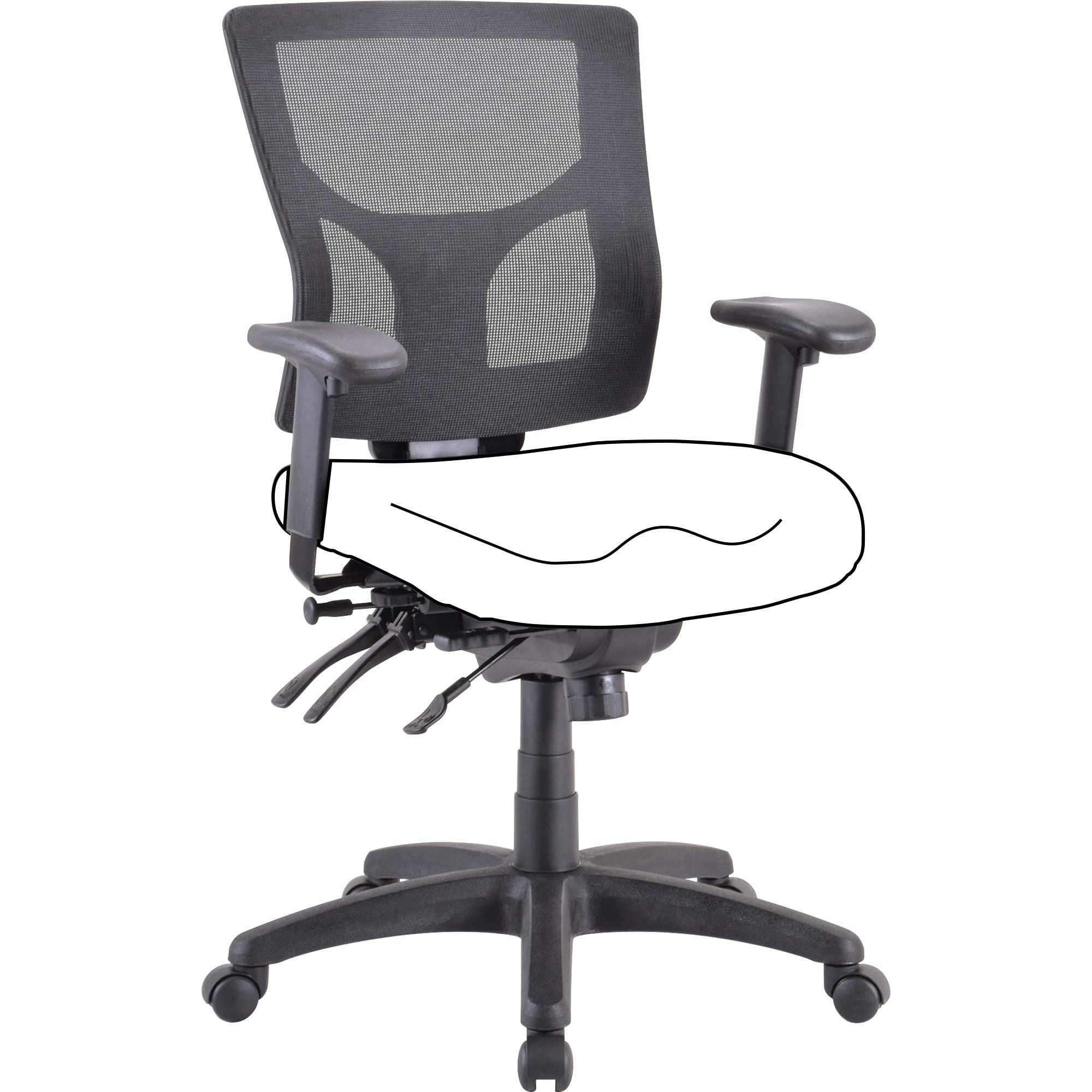 Lorell Conjure Executive Mid-Back Mesh Office Chair with Adjustable Height and Lumbar Support - Black - Perfect for Home Office, Gaming, and Workspace Comfort