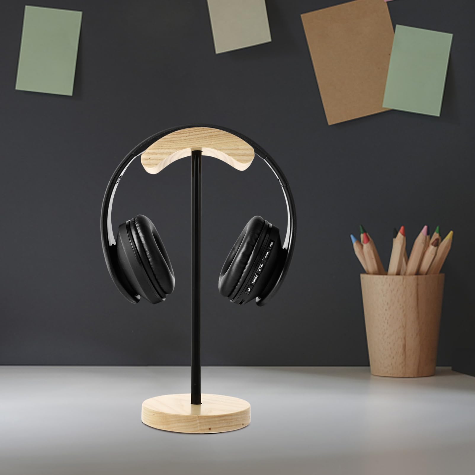 CAXUSD Universal Wooden Headset Hanger Holder - Gaming Headphone Stand for Desk, Computer, Home & Office Organization - Perfect for Gamers, Streamers & Remote Workers