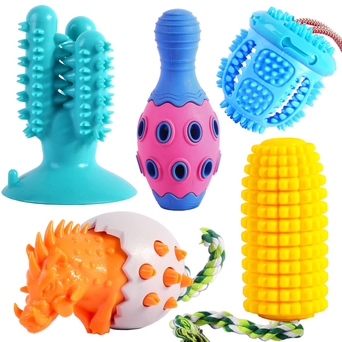 **Harmler Durable Dog Chew Toys for Aggressive Chewers - 5 Pack Interactive Squeaky & Teeth Cleaning Chew Toys for Puppies & Adult Dogs - Perfect for Teething, Playtime & Dental Health**