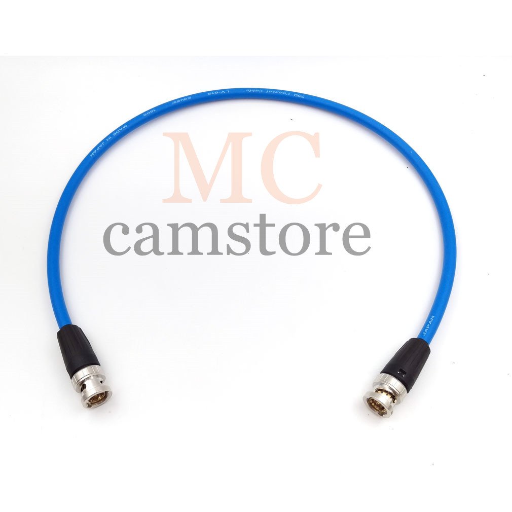 High-Quality SDI Video Cable Neutrik BNC to BNC Coiled Cable - 50cm (19.7in) - Compatible with SmallHD, Canare & Professional Video Equipment - Durable Blue Coaxial Cable for Studio, Broadcast & Live Production Use