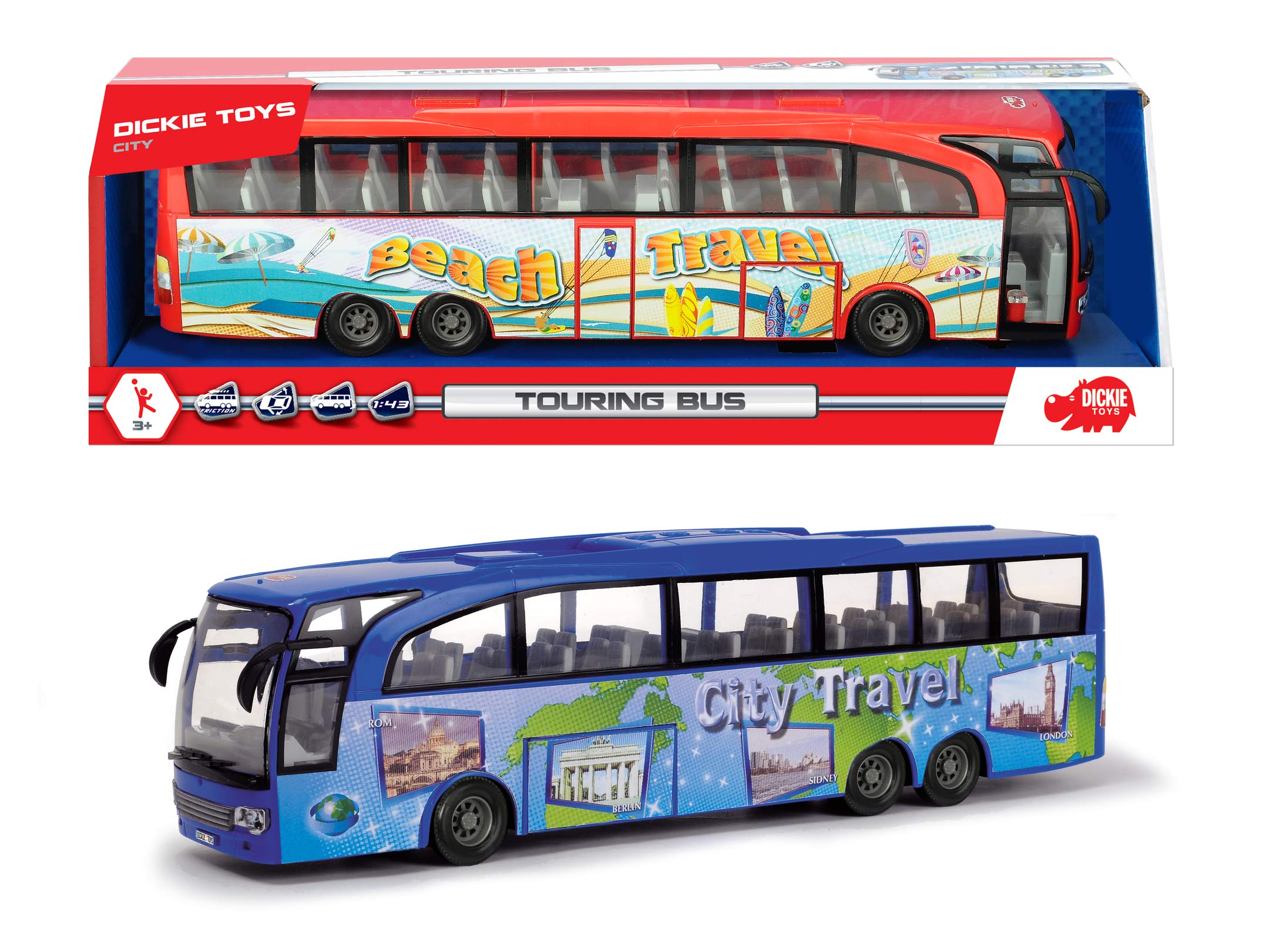 Dickie Toys Touring Bus - Large Yellow School Bus Toy for Kids with Lights & Sounds | Perfect for Pretend Play, Birthday Gifts & Early Learning Scenes