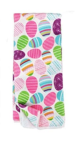 Easter Dish Towel Set of 2 - Cute Bunny & Egg Design Kitchen Towels for Spring Cleaning, Holiday Decor, and Easter Table Setting
