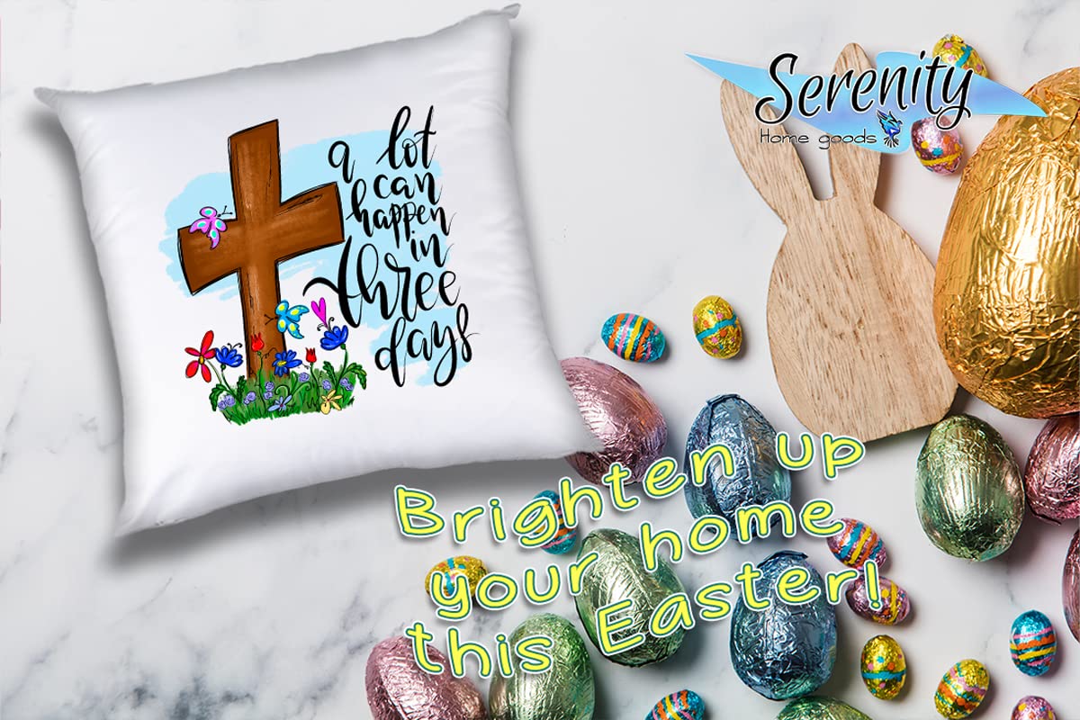 Easter Spring Throw Pillow Cover 16x16 Inches - Soft Decorative Cushion for Sofa, Couch, Bed - White Aesthetic Home Decor for Living Room, Bedroom - Perfect for Easter Decorations, Spring Home Styling
