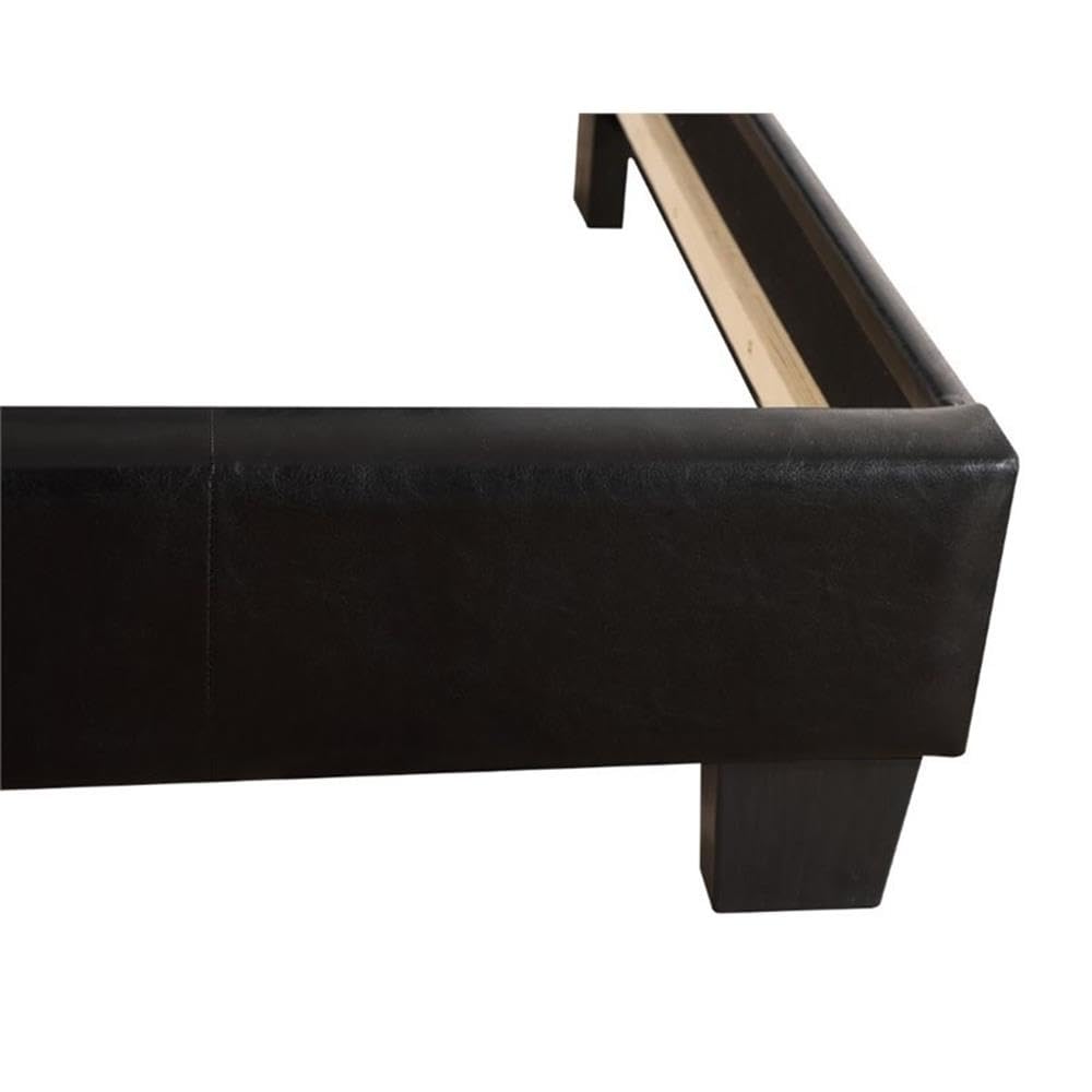 Glory Furniture Caldwell Faux Leather Twin Bed Frame - Black PU Leather Upholstered Platform Bed with Wooden Slats - Perfect for Kids Rooms, Guest Bedrooms & Small Spaces