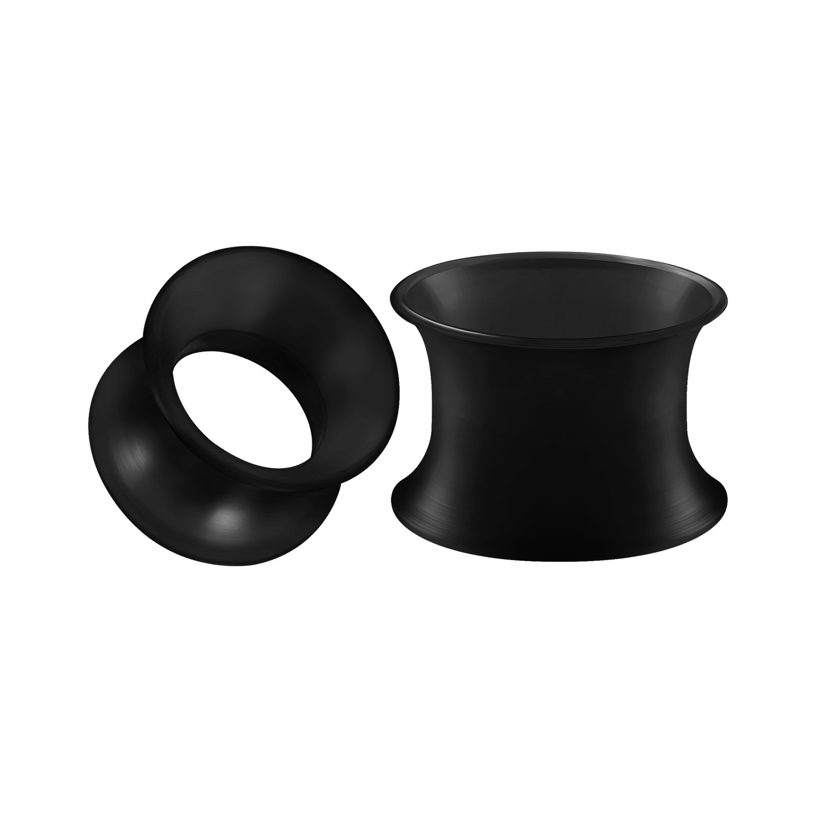 Black Silicone Double Flared Saddle Piercing Jewelry - Thin Stretcher Ear Plugs & Flesh Tunnels for Ear Lobes | Perfect for Stretching, Everyday Wear & Alternative Fashion