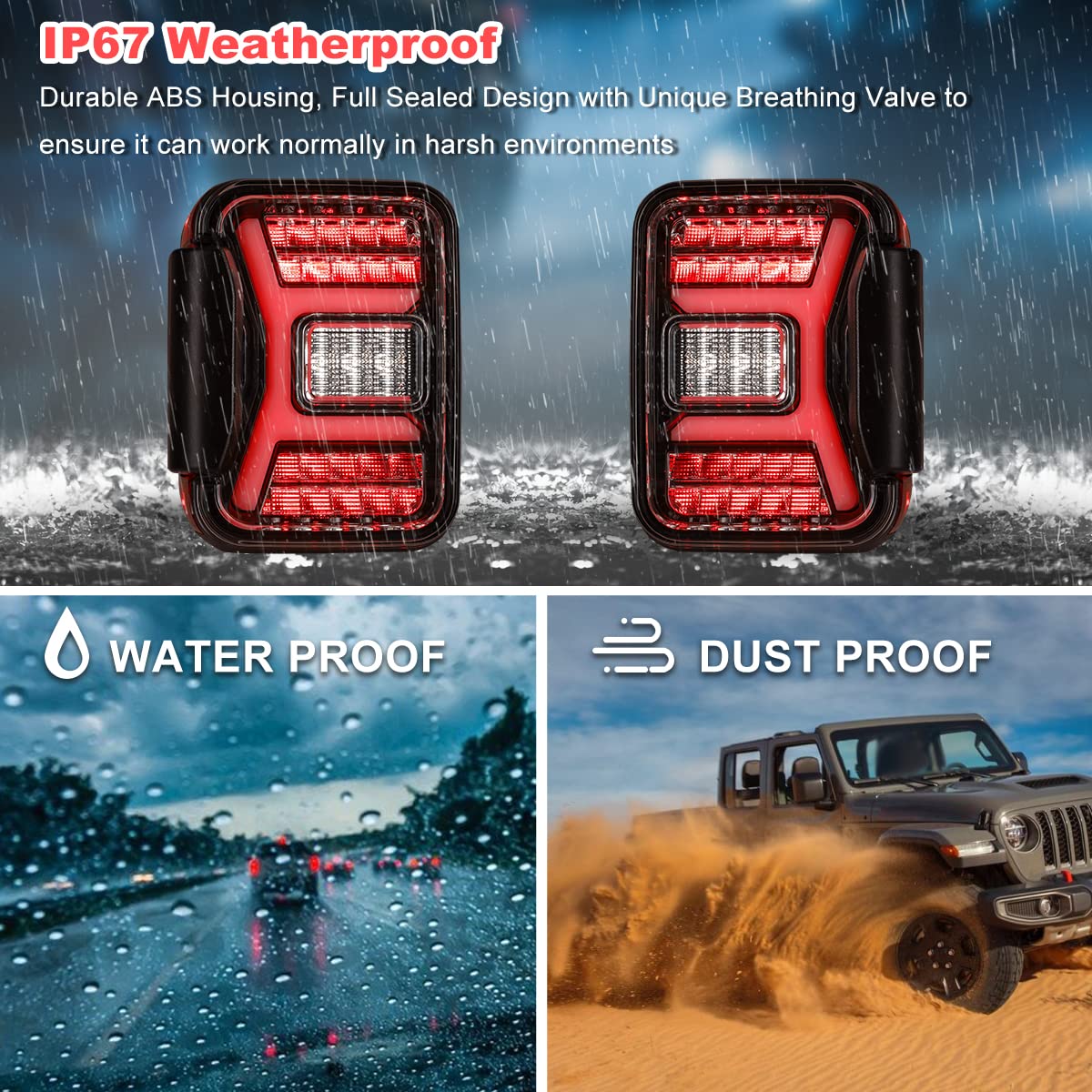 Nixon Offroad Full LED Tail Lights Assembly for Jeep Gladiator JT 2019-2025 - Sequential Turn Signals, Plug & Play (Clear Lens) - Upgrade Your Off-Road Adventure & Nighttime Safety