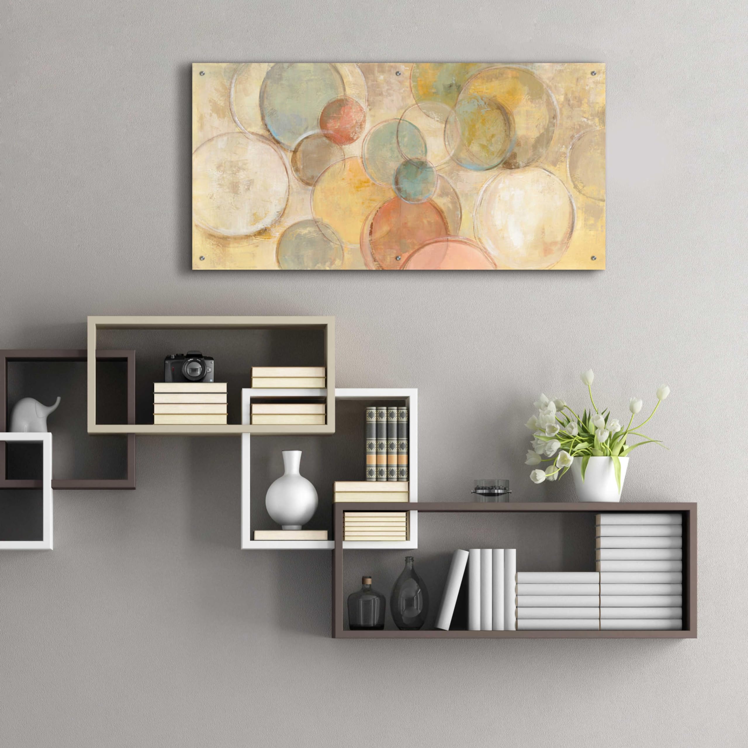 Epic Art 'Fresco Bubbles' by Silvia Vassileva - 48x24 Inch Acrylic Glass Wall Decor, Modern Abstract Painting for Living Room, Bedroom & Office