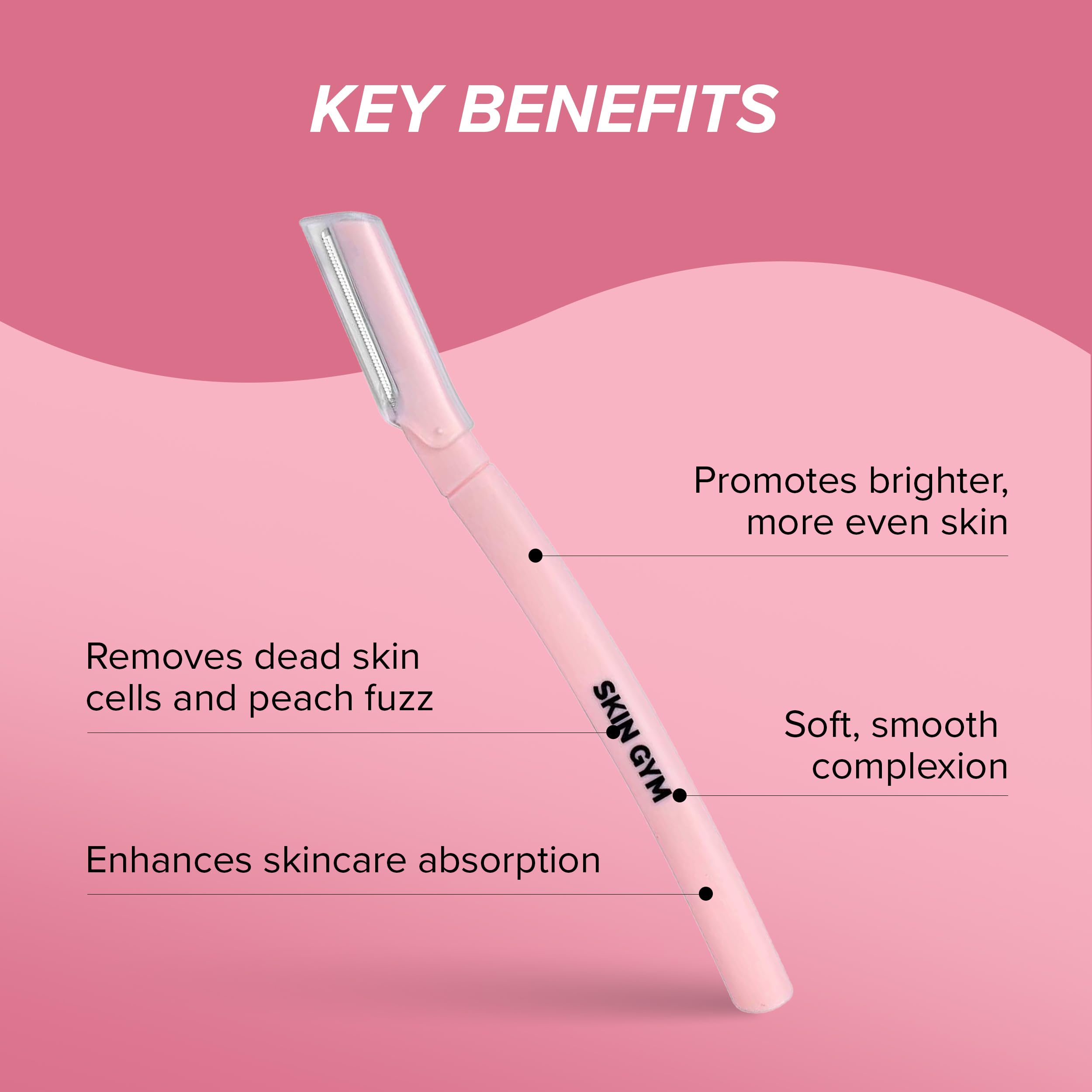 Skin Gym Dermaplaining Kit - 4 Pack Dermaplane Razors for Women - Facial Hair Remover for Peach Fuzz & Eyebrows - Gentle Exfoliation for Smooth Skin - Perfect for At-Home Skincare & Beauty Routine