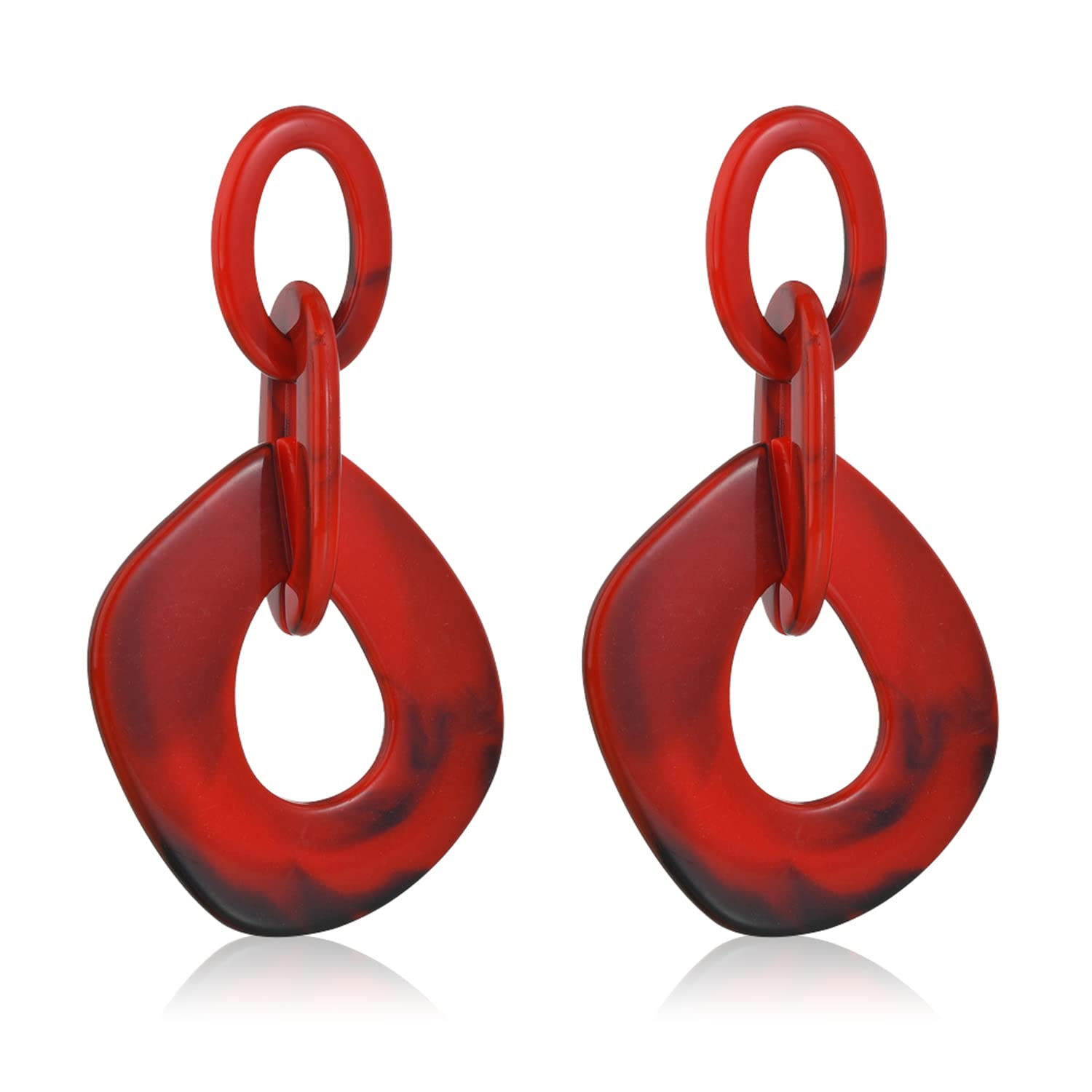 Bohemian Vintage Acrylic Geometric Drop Earrings for Women - Hollow Round Chain Dangle Statement Jewelry | Perfect for Summer, Holiday Gifts, Parties & Casual Wear
